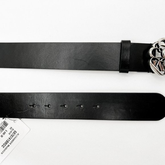 Alexander MCQUEEN Seal Buckle 40mm Wide Leather Belt - Picture 4 of 7